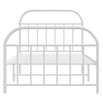vidaXL Metal Bed Frame without Mattress with Footboard White 100x190cm