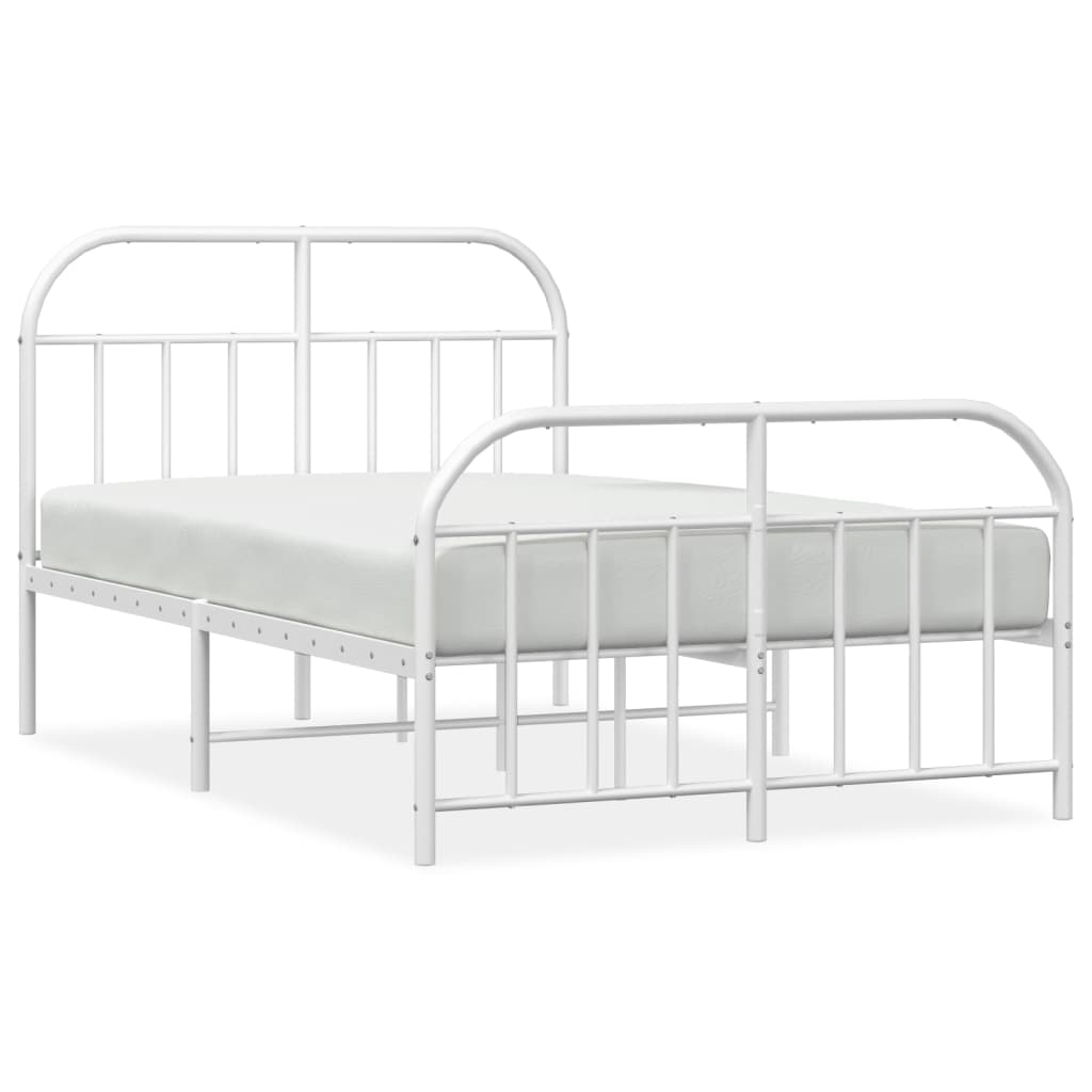 vidaXL Bed Frame | White | Powder-Coated Steel | Small Double | Bed Frame