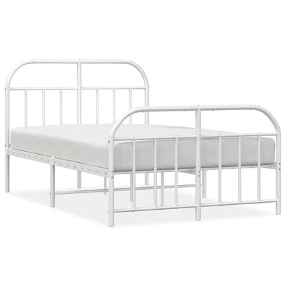 vidaXL Bed Frame | White | Powder-Coated Steel | Small Double | Bed Frame