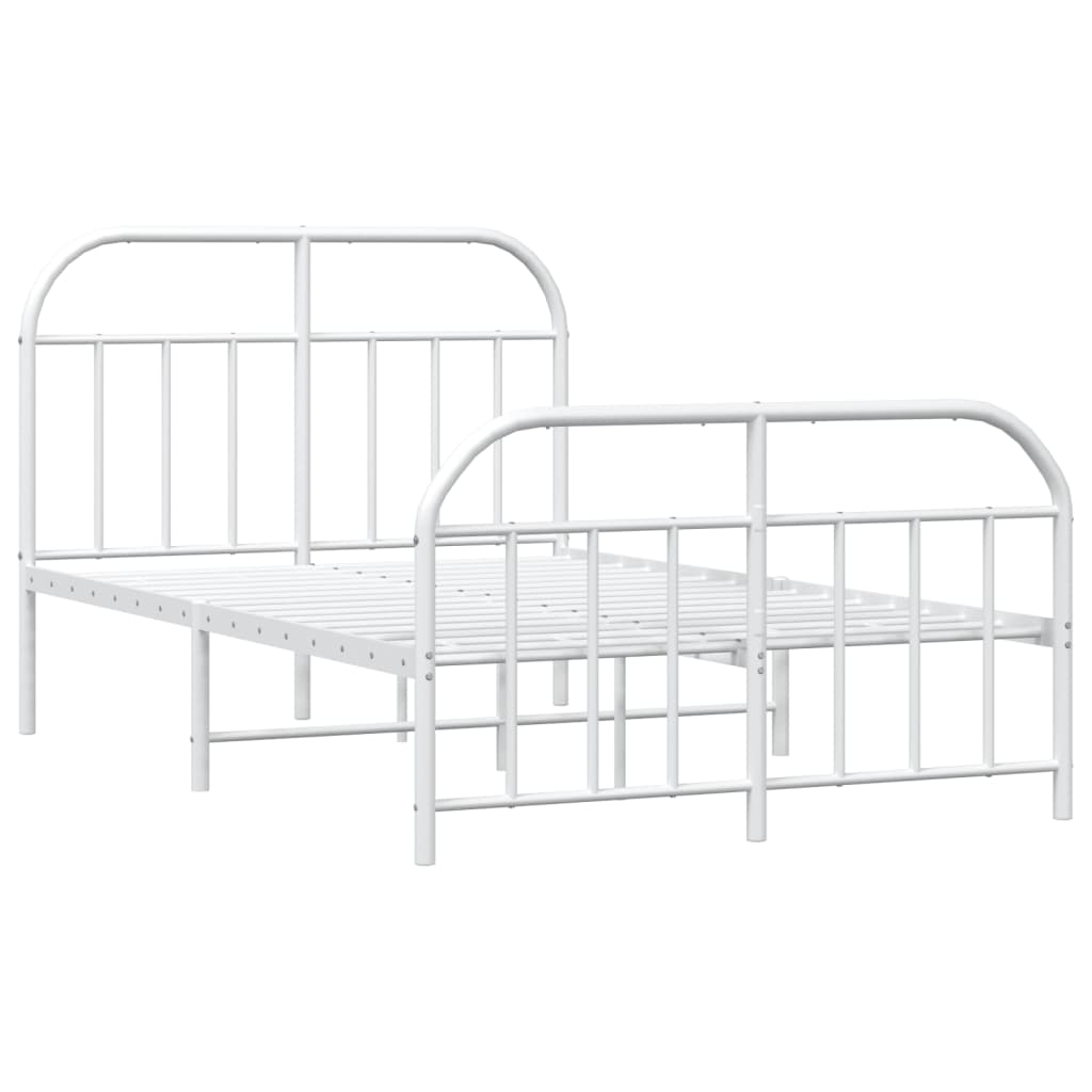 vidaXL Bed Frame | White | Powder-Coated Steel | Small Double | Bed Frame
