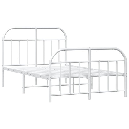 vidaXL Bed Frame | White | Powder-Coated Steel | Small Double | Bed Frame