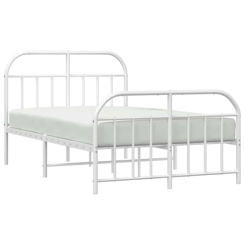 vidaXL Bed Frame | White | Powder-Coated Steel | Small Double | Bed Frame