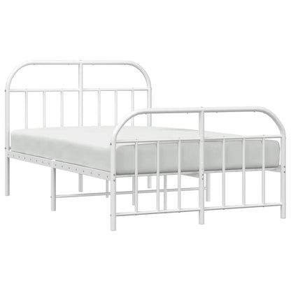 vidaXL Bed Frame | White | Powder-Coated Steel | Small Double | Bed Frame