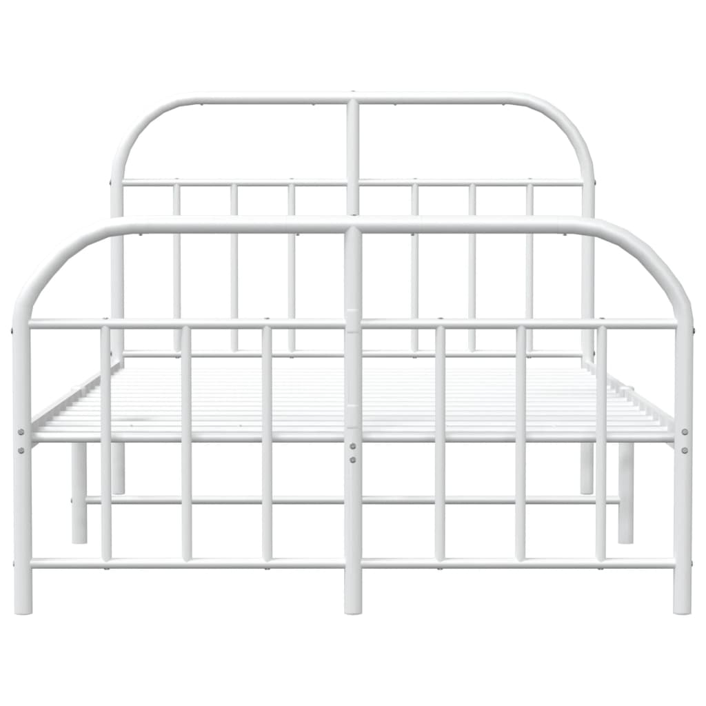 vidaXL Bed Frame | White | Powder-Coated Steel | Small Double | Bed Frame