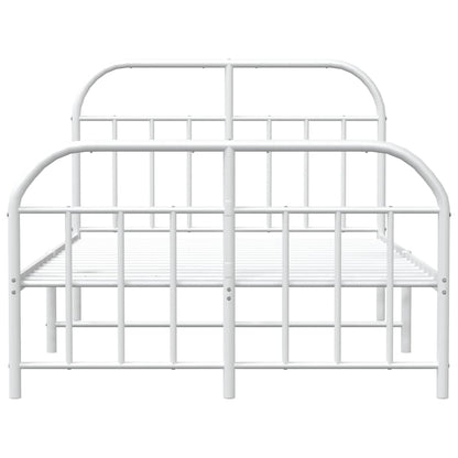 vidaXL Bed Frame | White | Powder-Coated Steel | Small Double | Bed Frame