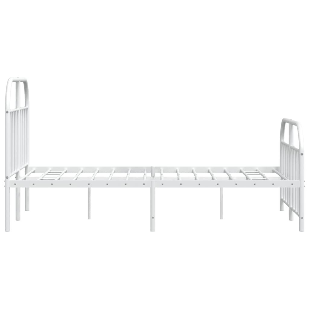 vidaXL Bed Frame | White | Powder-Coated Steel | Small Double | Bed Frame