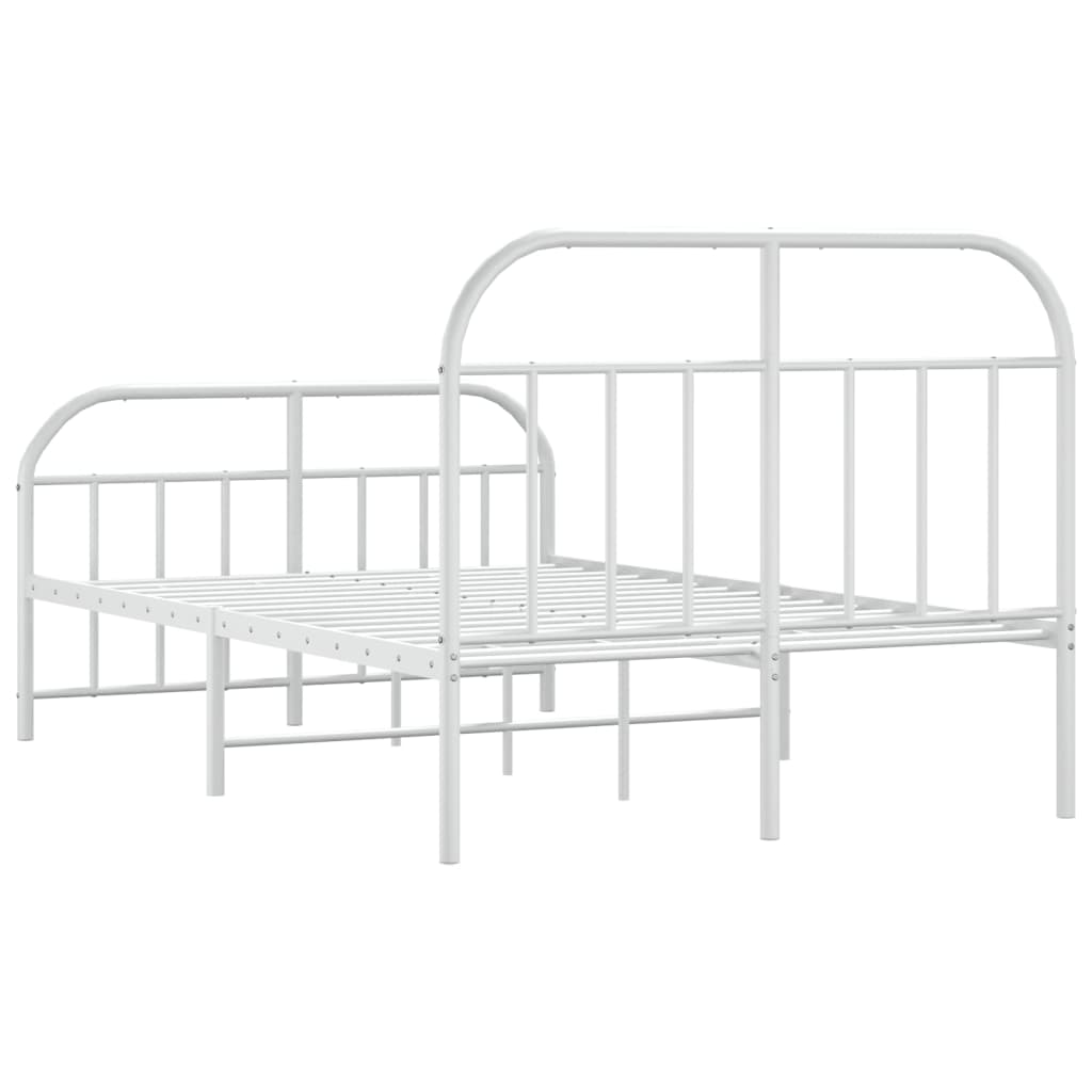 vidaXL Bed Frame | White | Powder-Coated Steel | Small Double | Bed Frame