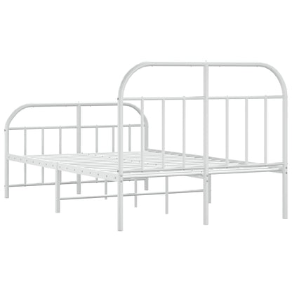 vidaXL Bed Frame | White | Powder-Coated Steel | Small Double | Bed Frame