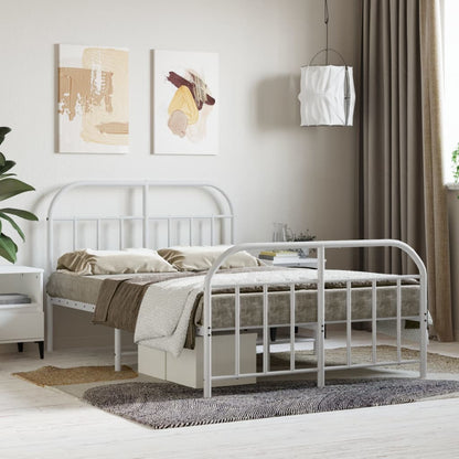 vidaXL Bed Frame | White | Powder-Coated Steel | Small Double | Bed Frame