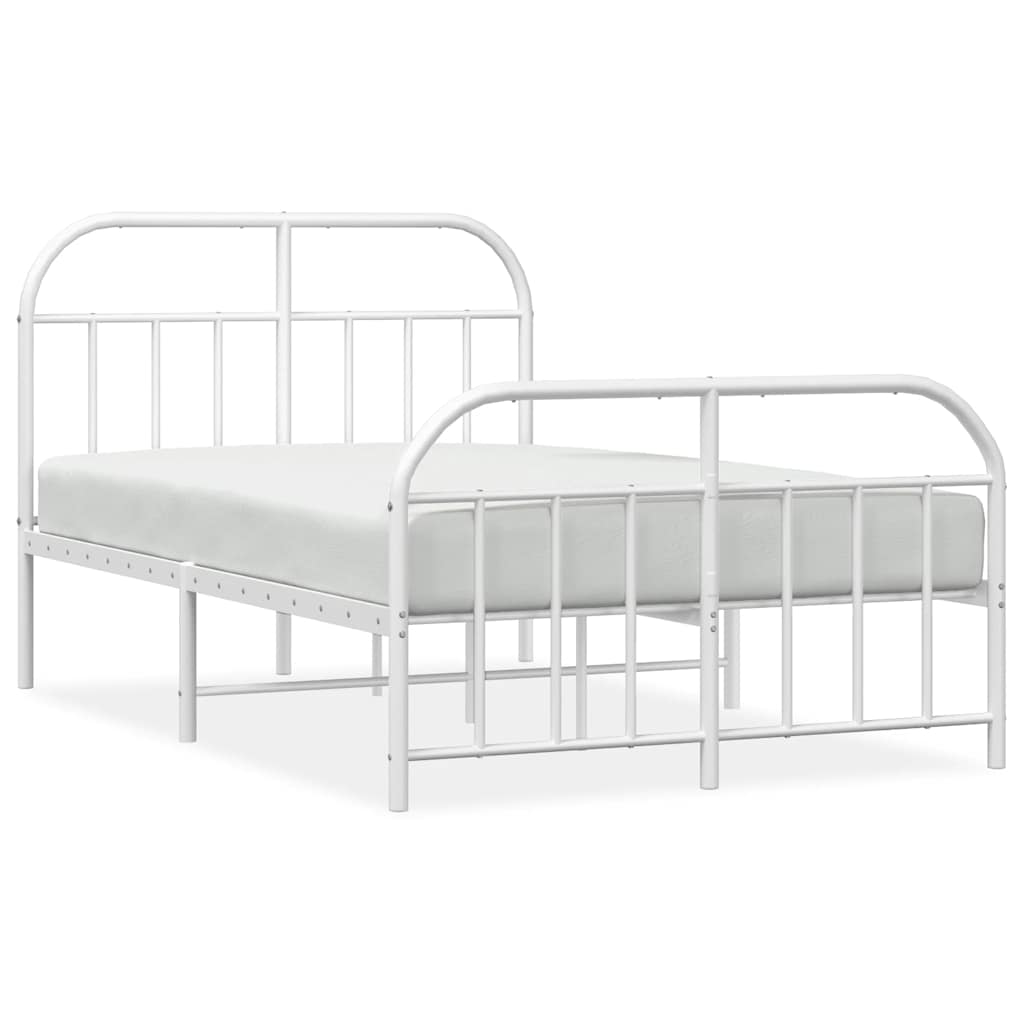 vidaXL Bed Frame | White | Powder-Coated Steel | Double | Bed Frame