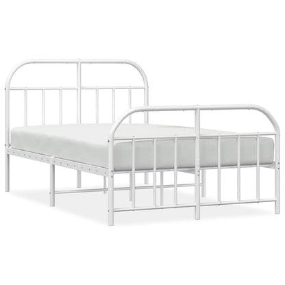 vidaXL Bed Frame | White | Powder-Coated Steel | Double | Bed Frame