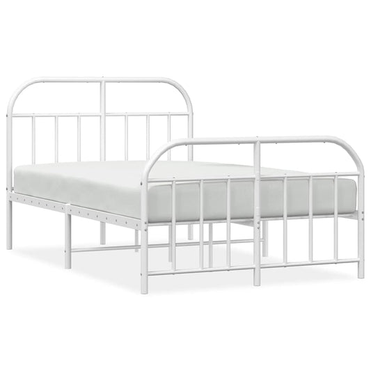vidaXL Bed Frame | White | Powder-Coated Steel | Double | Bed Frame