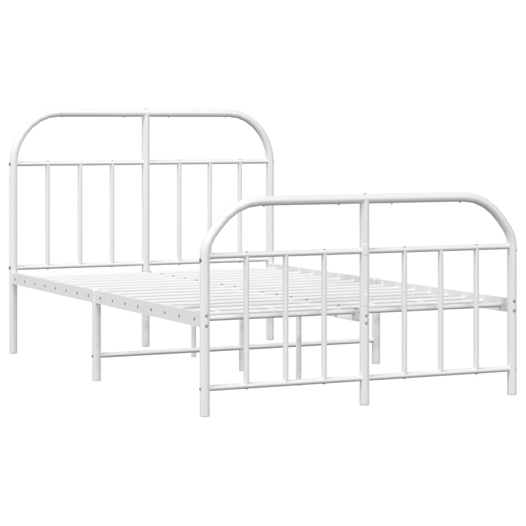 vidaXL Bed Frame | White | Powder-Coated Steel | Double | Bed Frame