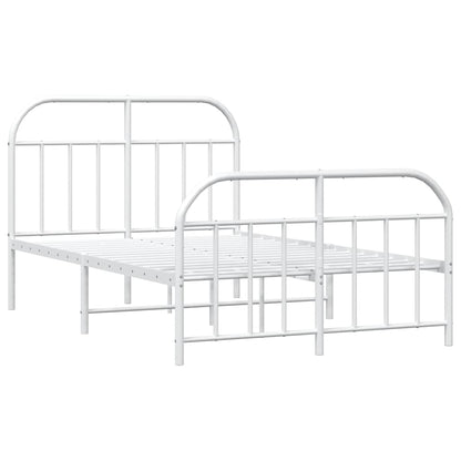 vidaXL Bed Frame | White | Powder-Coated Steel | Double | Bed Frame