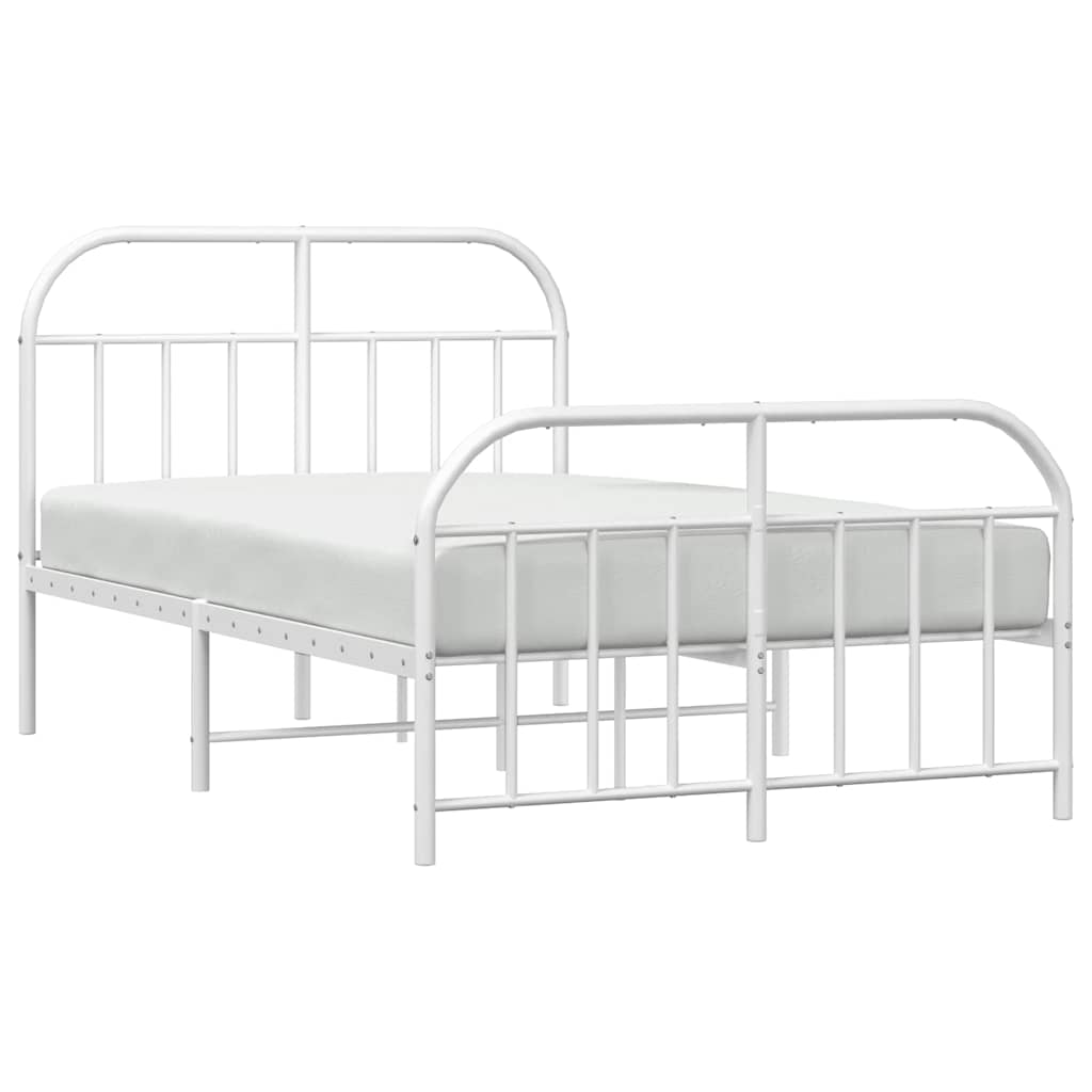 vidaXL Bed Frame | White | Powder-Coated Steel | Double | Bed Frame