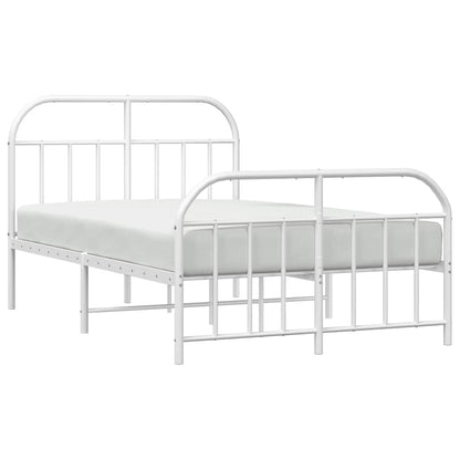 vidaXL Bed Frame | White | Powder-Coated Steel | Double | Bed Frame