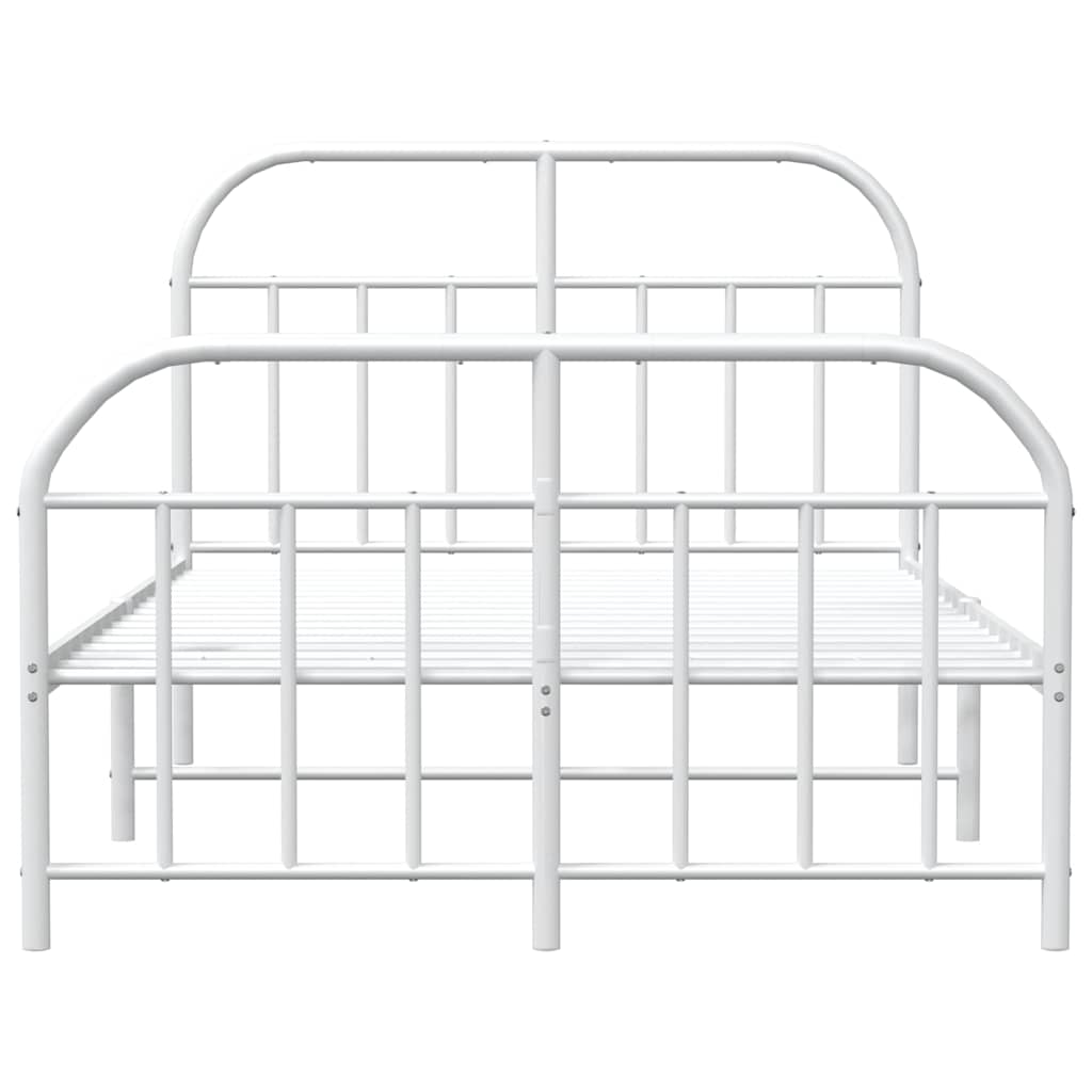 vidaXL Bed Frame | White | Powder-Coated Steel | Double | Bed Frame