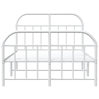 vidaXL Bed Frame | White | Powder-Coated Steel | Double | Bed Frame