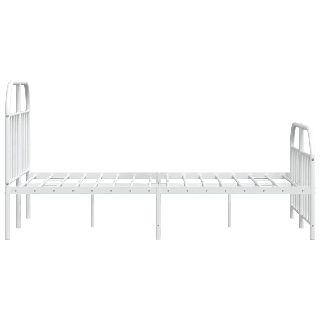 vidaXL Bed Frame | White | Powder-Coated Steel | Double | Bed Frame