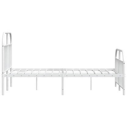 vidaXL Bed Frame | White | Powder-Coated Steel | Double | Bed Frame