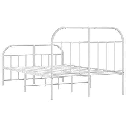 vidaXL Bed Frame | White | Powder-Coated Steel | Double | Bed Frame