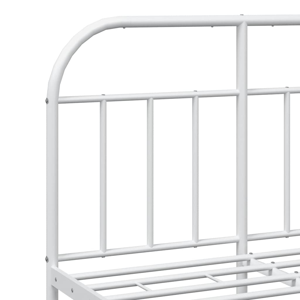 vidaXL Bed Frame | White | Powder-Coated Steel | Double | Bed Frame