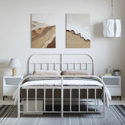 vidaXL Metal Bed Frame without Mattress with Footboard White 135x190cm