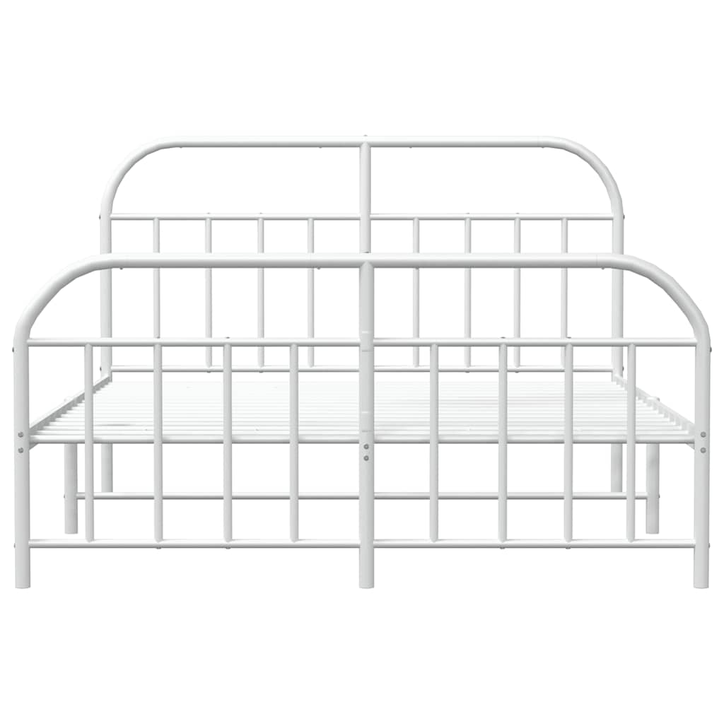 vidaXL Metal Bed Frame without Mattress with Footboard White 135x190cm