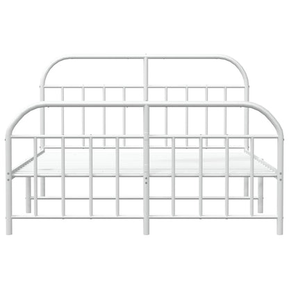 vidaXL Metal Bed Frame without Mattress with Footboard White 135x190cm