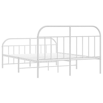 vidaXL Metal Bed Frame without Mattress with Footboard White 135x190cm