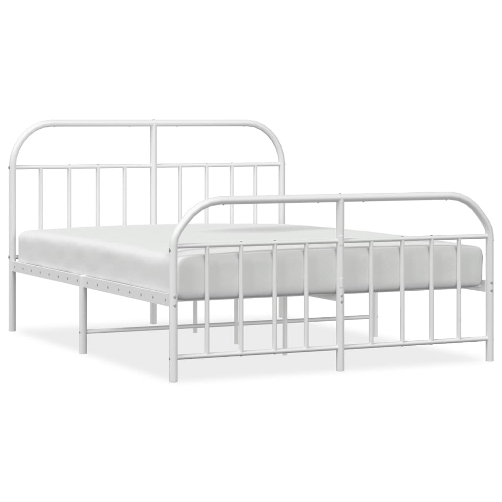vidaXL Bed Frame | White | Powder-Coated Steel | Double | Bed Frame