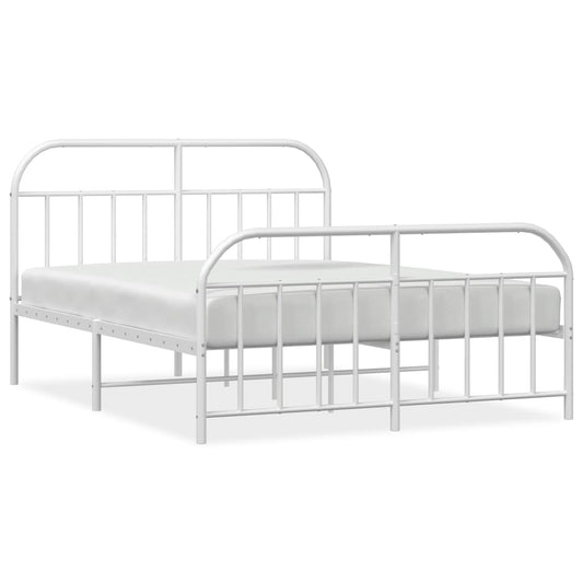 vidaXL Bed Frame | White | Powder-Coated Steel | Double | Bed Frame