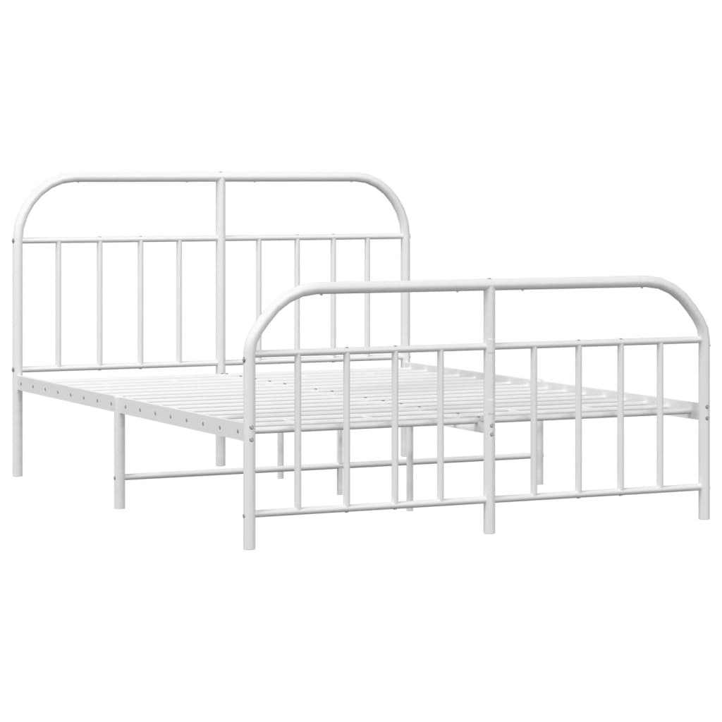 vidaXL Bed Frame | White | Powder-Coated Steel | Double | Bed Frame