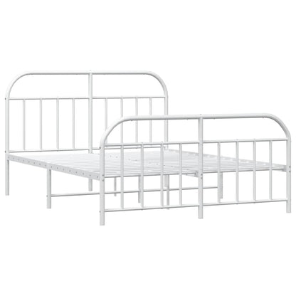 vidaXL Bed Frame | White | Powder-Coated Steel | Double | Bed Frame