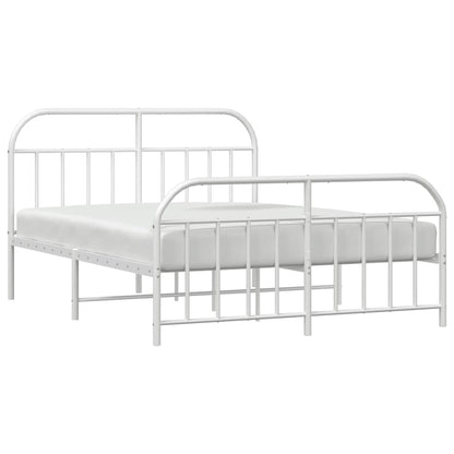 vidaXL Bed Frame | White | Powder-Coated Steel | Double | Bed Frame