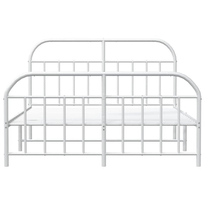 vidaXL Bed Frame | White | Powder-Coated Steel | Double | Bed Frame