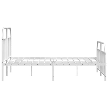 vidaXL Bed Frame | White | Powder-Coated Steel | Double | Bed Frame