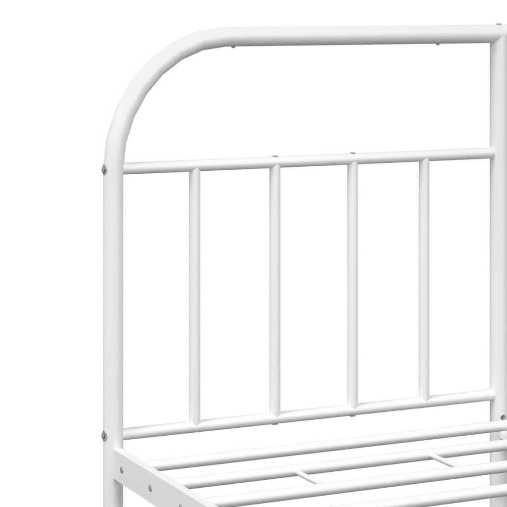 vidaXL Bed Frame | White | Powder-Coated Steel | Double | Bed Frame