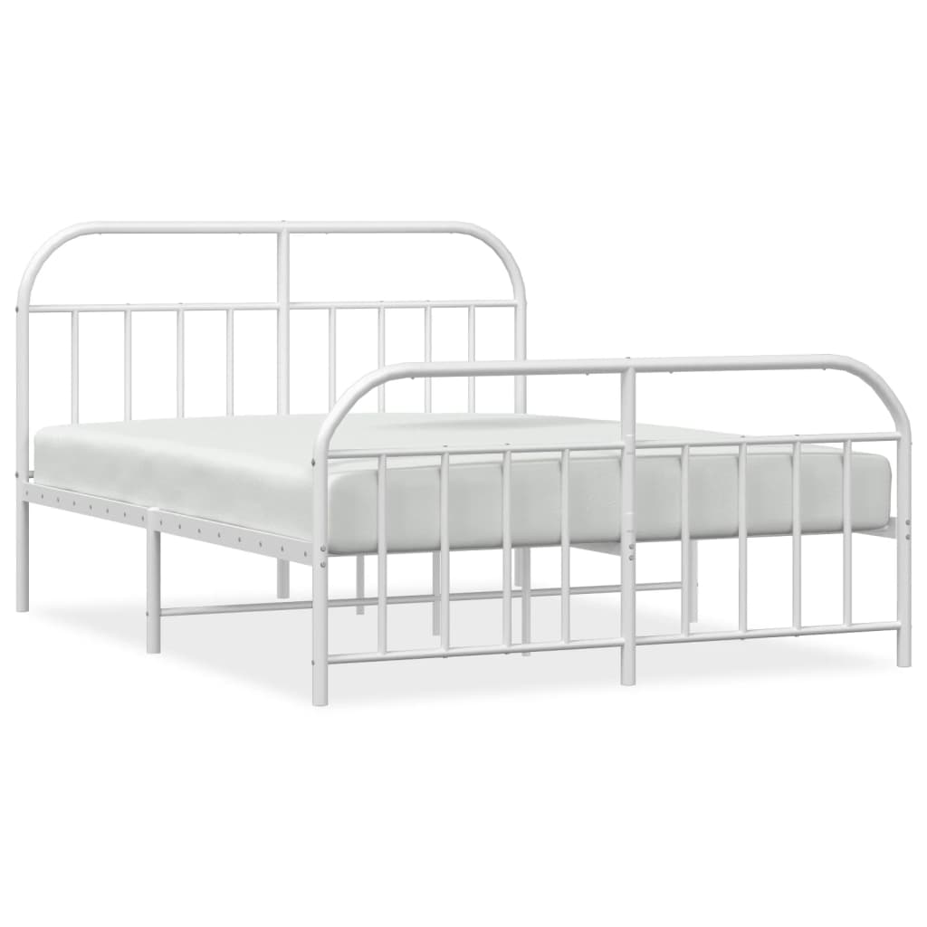 vidaXL Bed Frame | White | Powder-Coated Steel | Double | Bed Frame