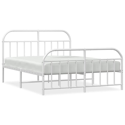 vidaXL Bed Frame | White | Powder-Coated Steel | Double | Bed Frame