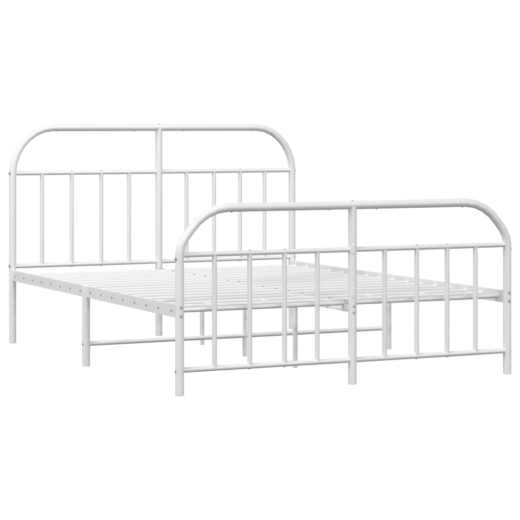 vidaXL Bed Frame | White | Powder-Coated Steel | Double | Bed Frame