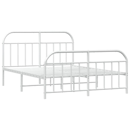 vidaXL Bed Frame | White | Powder-Coated Steel | Double | Bed Frame