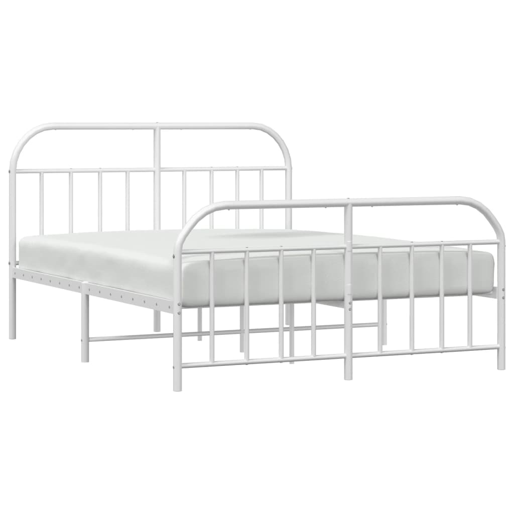 vidaXL Bed Frame | White | Powder-Coated Steel | Double | Bed Frame