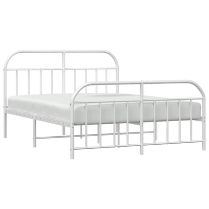 vidaXL Bed Frame | White | Powder-Coated Steel | Double | Bed Frame