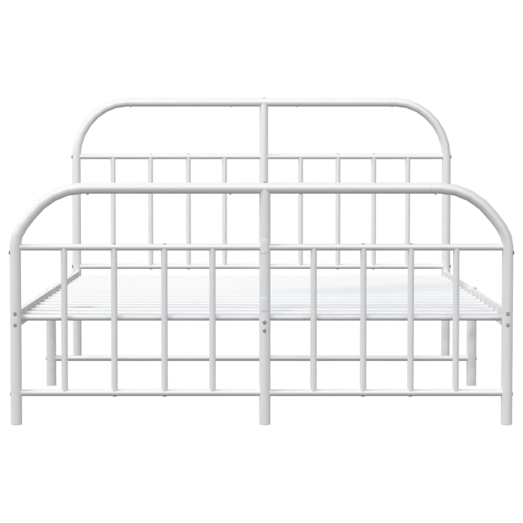 vidaXL Bed Frame | White | Powder-Coated Steel | Double | Bed Frame