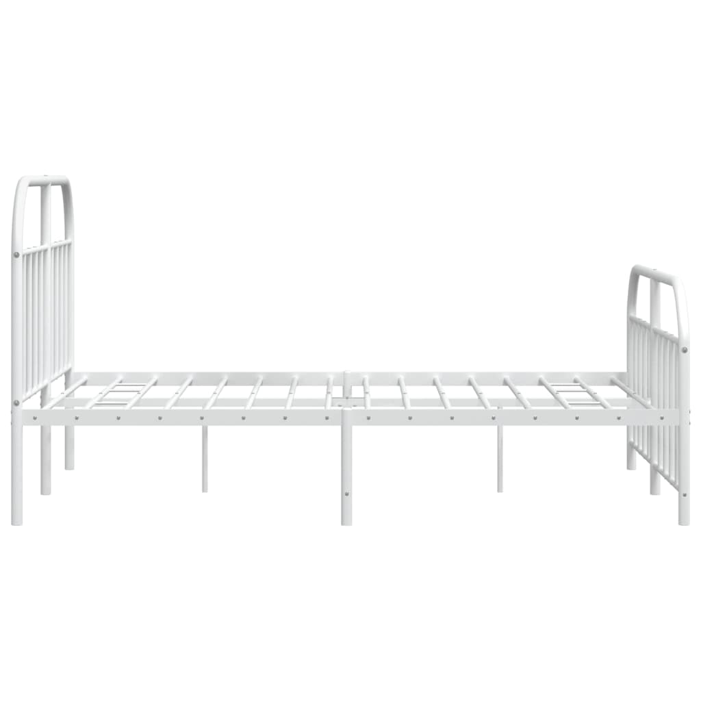 vidaXL Bed Frame | White | Powder-Coated Steel | Double | Bed Frame