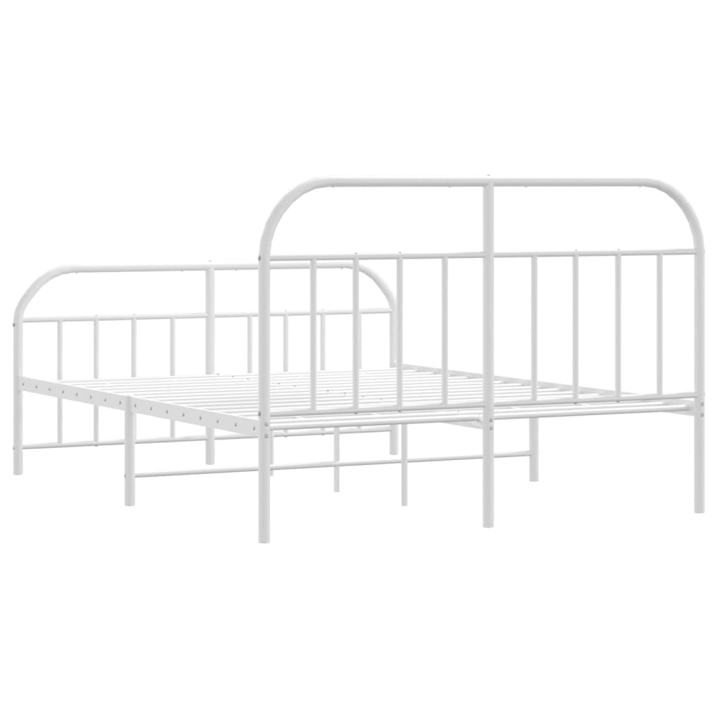 vidaXL Bed Frame | White | Powder-Coated Steel | Double | Bed Frame