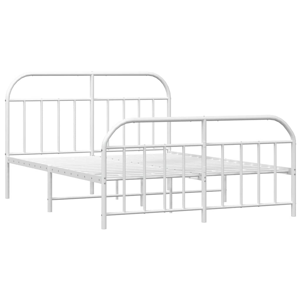 vidaXL Metal Bed Frame without Mattress with Footboard White 150x200cm
