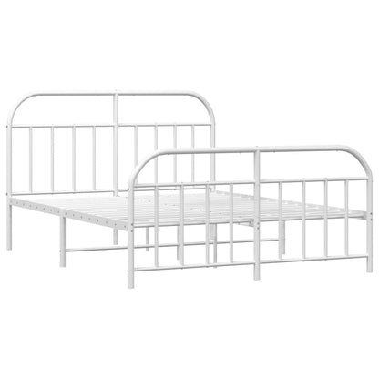 vidaXL Metal Bed Frame without Mattress with Footboard White 150x200cm