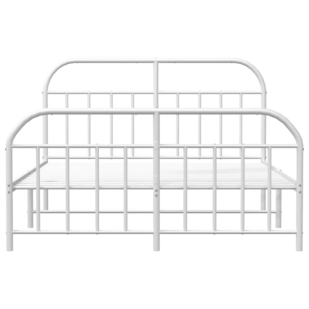 vidaXL Metal Bed Frame without Mattress with Footboard White 150x200cm